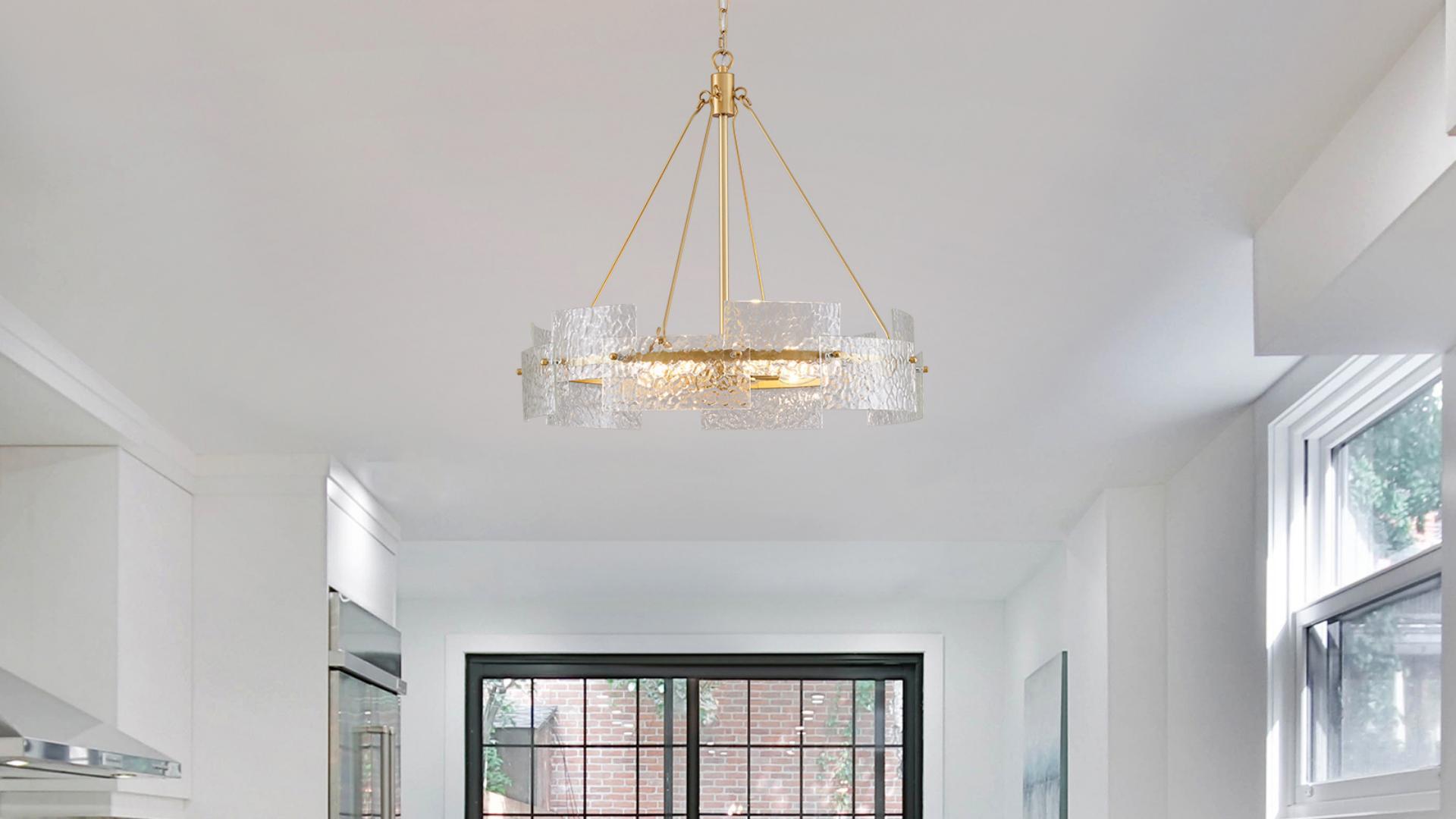 Novelbright『Chandelier』 XINGQI Large 8-Light Modern Gold Glass Chandelier 26